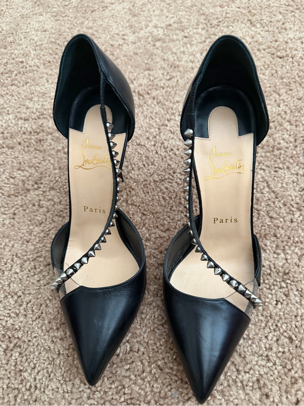 Christian Louboutin Black Pointed Spike d'Orsay Pump